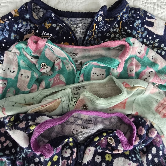 Carter's Simple Joy Footed Sleepers Footies 12 Months - Picture 3 of 6